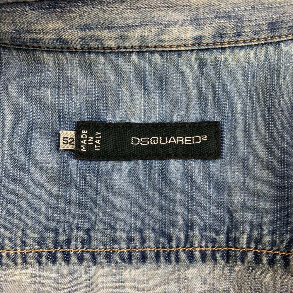 DSQUARED2 Blue Distressed Cotton Denim Long Sleeve Shirt - Picture 6 of 6